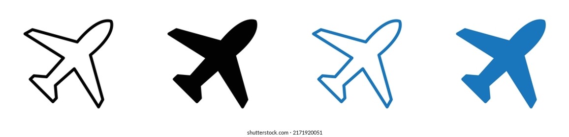 Plane icon set. Airplane icon vector. Flight transport symbol, Vector illustration.