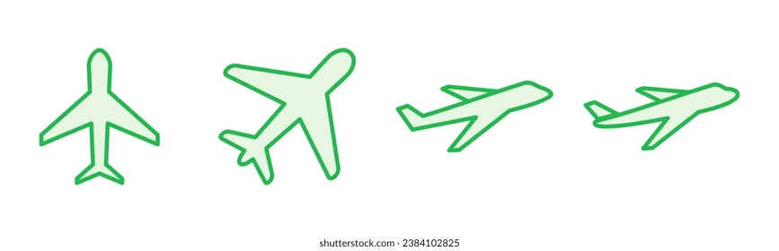 Conjunto de iconos de plano. Vector de icono del avión. Símbolo de transporte de vuelo. Ilustración de viaje. Símbolo de vacaciones