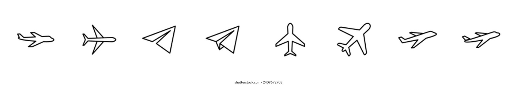 Plane icon set. Airplane icon vector. Flight transport symbol. Travel illustration. Holiday symbol