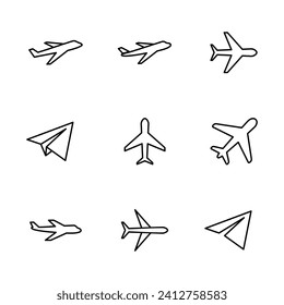 Plane icon set. Airplane icon vector. Flight transport symbol. Travel illustration. Holiday symbol