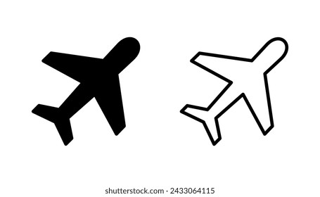 Conjunto de iconos de plano. Vector de icono de avión. Símbolo de transporte de vuelo. Ilustración de viaje. Símbolo de festividad
