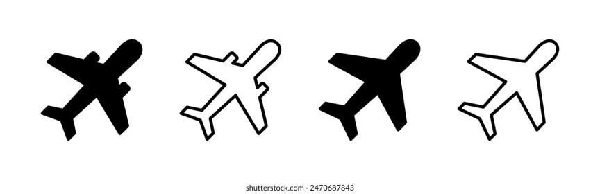 Plane icon set. Airplane icon vector. Flight transport symbol. Travel illustration. Holiday symbol