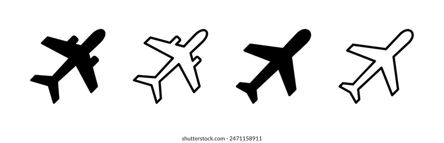 Plane icon set. Airplane icon vector. Flight transport symbol. Travel illustration. Holiday symbol