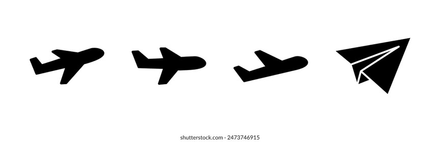 Plane icon set. Airplane icon vector. Flight transport symbol. Travel illustration. Holiday symbol