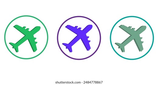 Plane icon set. Airplane icon vector. Flight transport symbol. Travel illustration. Holiday symbol