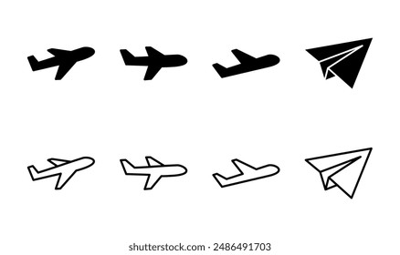 Plane icon set. Airplane icon vector. Flight transport symbol. Travel illustration. Holiday symbol