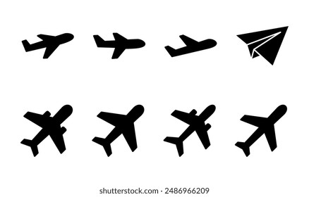 Plane icon set. Airplane icon vector. Flight transport symbol. Travel illustration. Holiday symbol