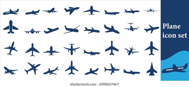 Plane icon set. Airplane icon vector. Flight transport symbol. Travel illustration. Holiday symbol