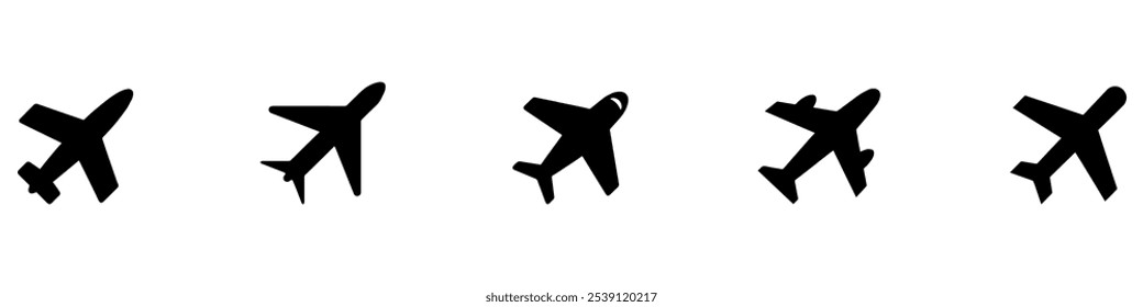 Plane icon set. Airplane icon vector. Flight transport symbol. Travel illustration. Holiday symbol. Vector Illustration. EPS 10