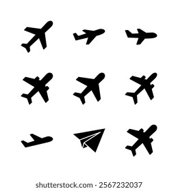 Plane icon set. Airplane icon vector. Flight transport symbol. Travel illustration. Holiday symbol