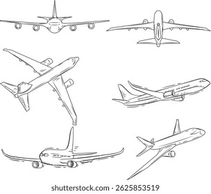 Plane icon set. Airplane icon vector. Flight transport symbol. Travel illustration.
