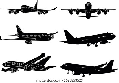 Plane icon set. Airplane icon vector. Flight transport symbol. Travel illustration.