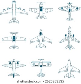 Plane icon set. Airplane icon vector. Flight transport symbol. Travel illustration.