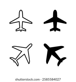 plane icon set color editable on white background