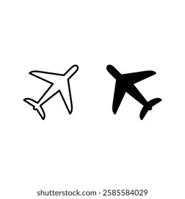 plane icon set color editable on white background