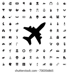 Plane icon. set of filled holiday icons.