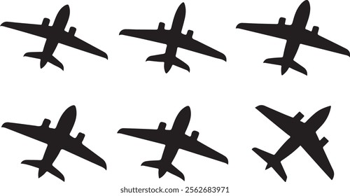 Plane icon set. Flight transport symbol. Airplane icon vector.