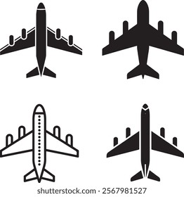 Plane icon set. Flight transport symbol. Airplane icon vector. Travel flat illustration. Travel symbol
