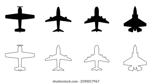 Plane icon set. Flight transport symbol. Airplane icon vector. Travel flat illustration.  Airplane sign and symbol. Flight transport symbol. Travel sign. aeroplane