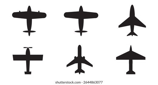 Plane icon set. Flight transport symbol. Airplane icon vector. Travel flat illustration. Travel symbol. Vector EPS 10