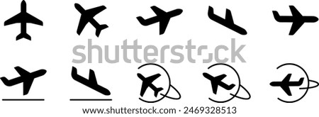 Plane icon set. Flight transport symbol. Airplane icon vector. Travel flat illustration. Travel symbol. Vector EPS 10