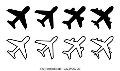 Plane icon set illustration. Airplane sign and symbol. Flight transport symbol. Travel sign. aeroplane