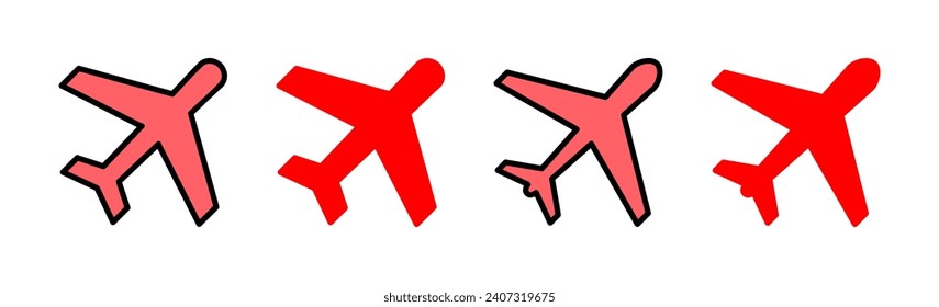 Ilustración de conjunto de iconos de plano. Signo y símbolo del avión. Símbolo de transporte de vuelo. Signo de viaje. avión