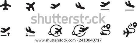 Plane icon set. minimal Airplane flight transport symbol sign Travel holiday airport vector illustration graphic design art