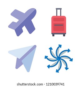 plane icon set. vector set about airscrew, suitcase, paper plane and flight icons set.