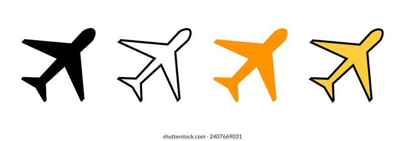 Plane icon set vector. Airplane sign and symbol. Flight transport symbol. Travel sign. aeroplane