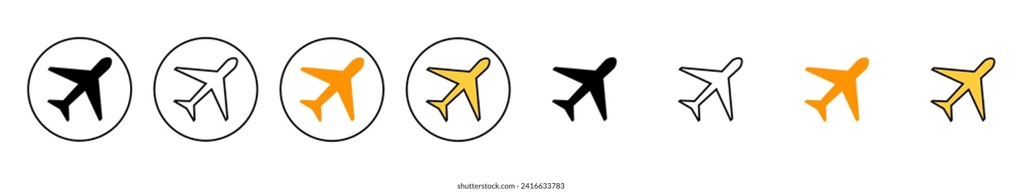 Plane icon set vector. Airplane sign and symbol. Flight transport symbol. Travel sign. aeroplane