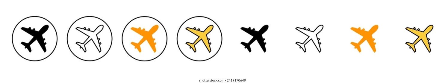 Plane icon set vector. Airplane sign and symbol. Flight transport symbol. Travel sign. aeroplane