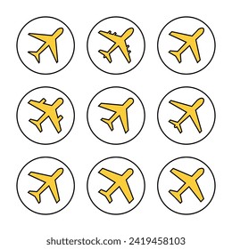 Plane icon set vector. Airplane sign and symbol. Flight transport symbol. Travel sign. aeroplane