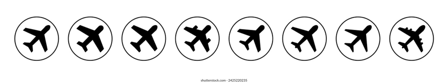 Plane icon set vector. Airplane sign and symbol. Flight transport symbol. Travel sign. aeroplane