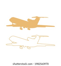 Plane icon set vector illustration. Airplane flight travel and holiday symbol. view of the aircraft taking off