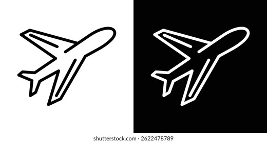 Plane icon shape graphic simple plain clipart symbol. thin line outline art