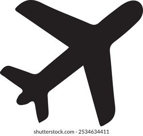 Estilo del Vector de la silueta del icono del avión con el fondo blanco