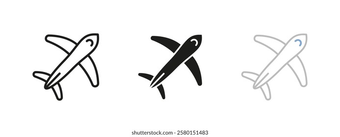 Plane icon. Simple aircraft vector illustration. Aviation and air transport symbol. Flight travel and journey sign. Airline departure and arrival concept.