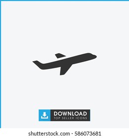 plane icon. Simple filled plane icon. On white background.