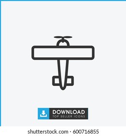 plane icon. simple outline plane vector icon. on white background.
