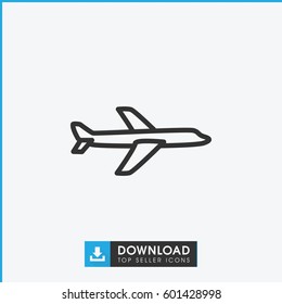 plane icon. simple outline plane vector icon. on white background.