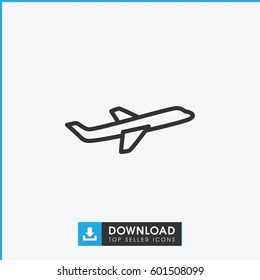 plane icon. simple outline plane vector icon. on white background.