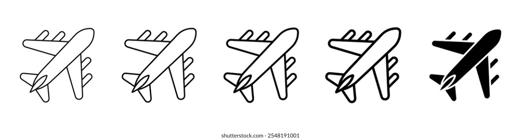 plane icon Simple thin line logo set