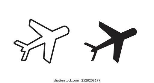 Plane icon in solid and stroke style.