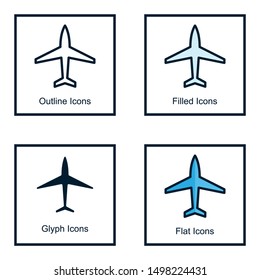 PLANE ICON WITH SOME KINDS OF STYLES 