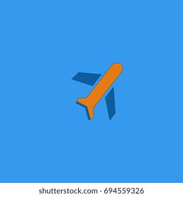 Plane icon, stylized orange airplane