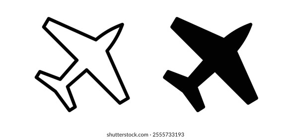 Plane icon symbol collection on white background.