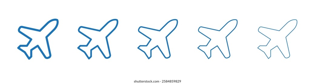 Plane icon Symbol collection thin outline set