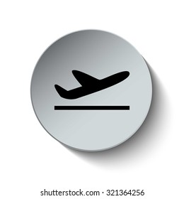 Plane icon. Take-off icon. Rounded button. Vector Illustration. EPS10