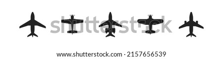Plane icon top view. Flat airplane icon set. Vector airplane symbols. Vector isolated design element. EPS10